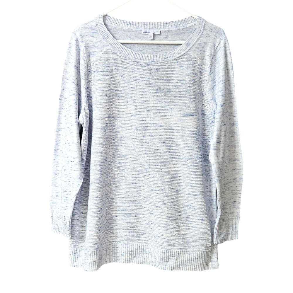 Talbots Women's Lightweight Sweater Petite XL Blue White Knit Hello Saturday